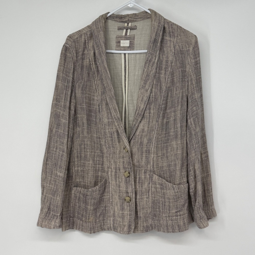 Poetry Womens Linen Blend Textured Blazer Jacket Grey Brown US 8 UK 12